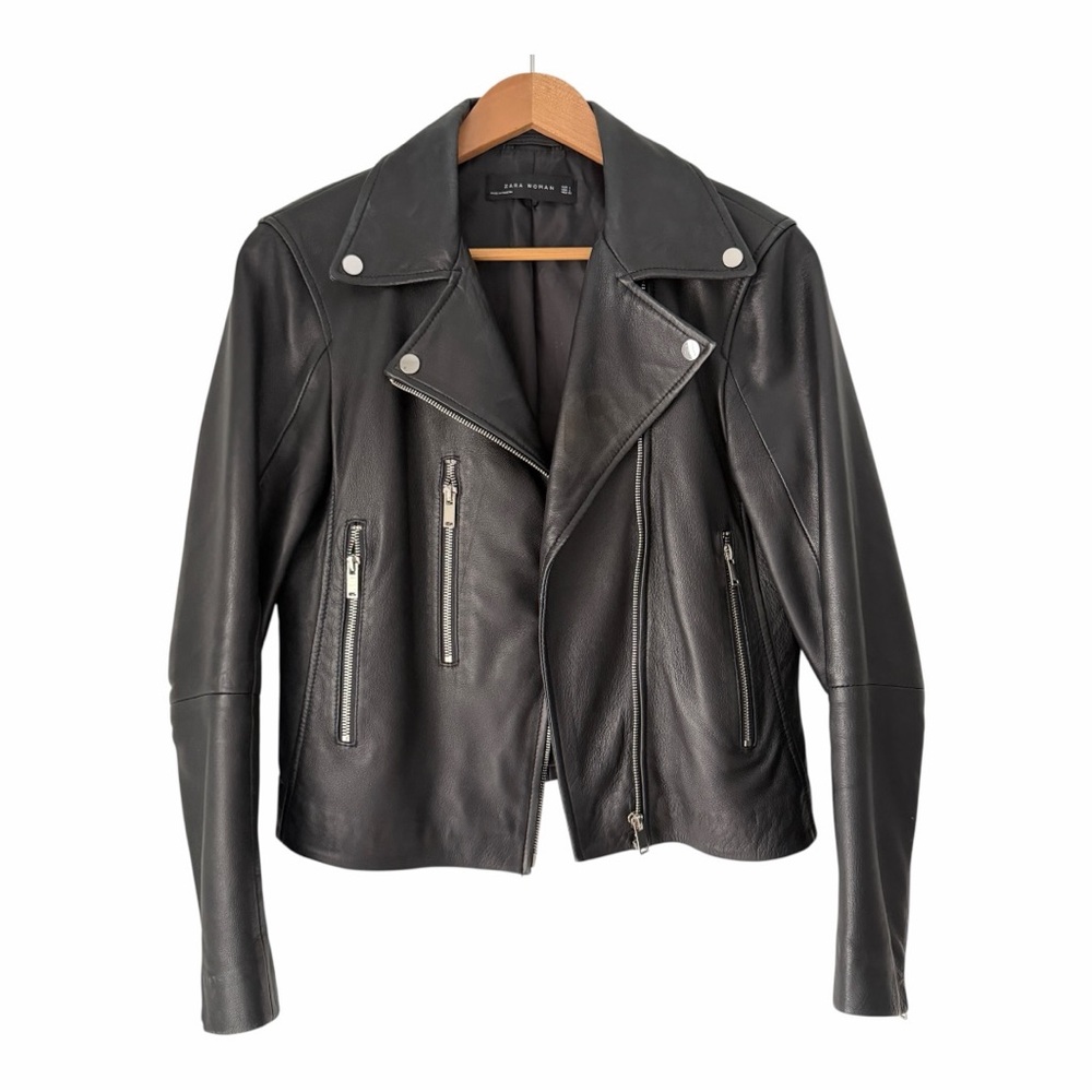 Zara Black Leather Biker Jacket